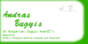 andras bugyis business card